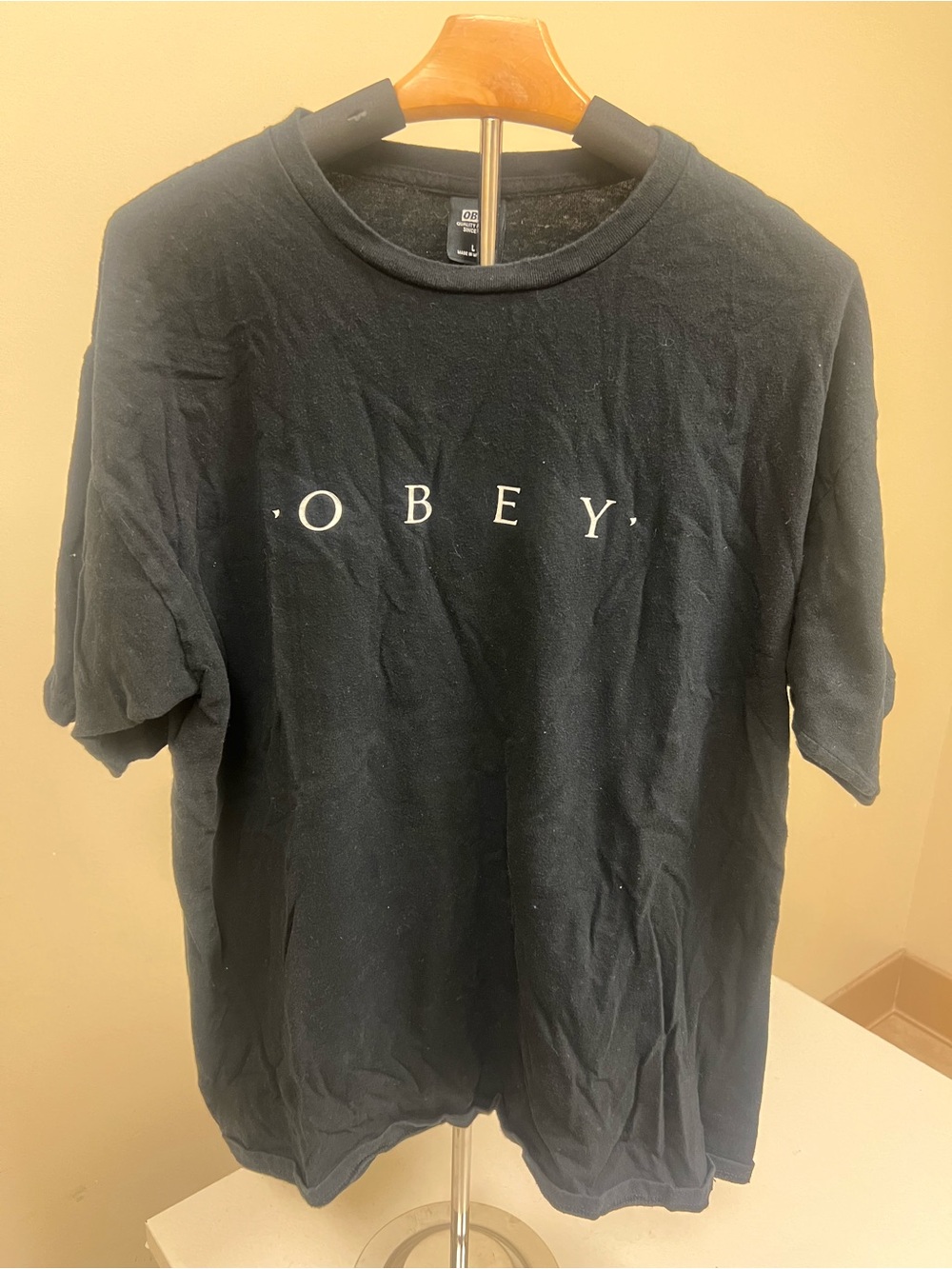 Obey Black Tee with White Center Logo